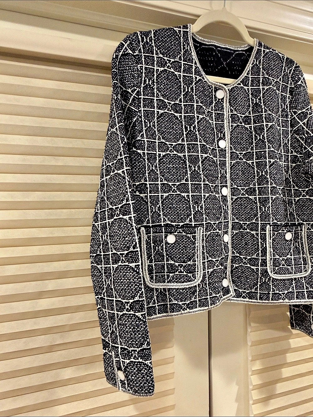 NWOT Christian Dior Macrocannage Cropped Jacket Black & White, Size US 8 - Picture 3 of 6